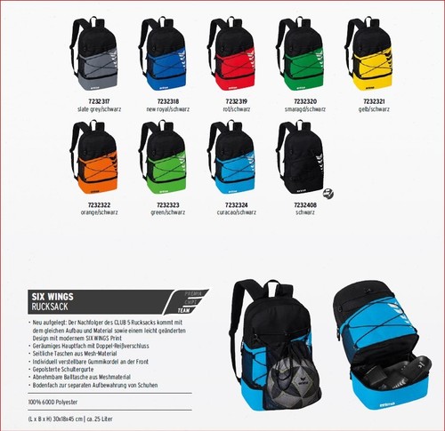 Erima six wings rucksack - wings, m